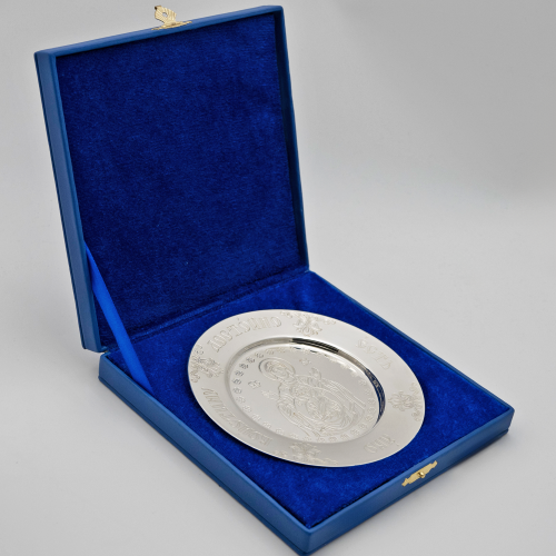 2.7.0898л Тарелица латунная Знамение в серебрении фото 3 2.7.0898л Тарелица латунная Знамение в серебрении фото 3