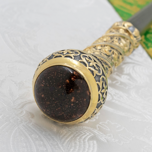 2.7.2800лрч Посох латунный с красными камнями и патинированием фото 5