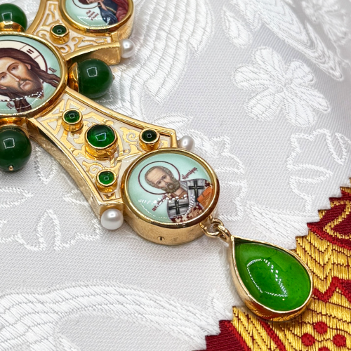 2.10.0572лнпэ-2/1лп Крест наперсный с натуральными камнями фото 4