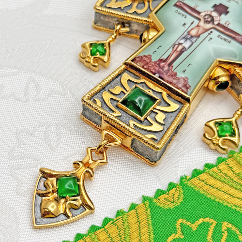 2.10.0507лнпр-2/113лп Крест наперсный с натуральными камнями фото 5