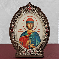 2.78.0956л Икона настольная в серебре - Святой Благоверный князь Борис