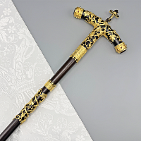 2.7.2365лнп Жезл латунный с натуральными камнями в позолоте