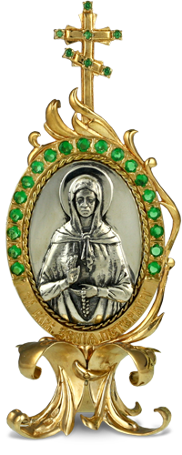 2.77.0096 Икона серебряная настольная Святая блаженная Матрона Московская