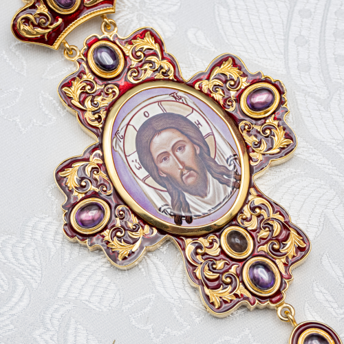 2.7.2745лп-2/1лп-К-М Архиерейский комплект наперсный латунный с фиолетовыми камнями в позолоте фото 5 2.7.2745лп-2/1лп-К-М Архиерейский комплект наперсный латунный с фиолетовыми камнями в позолоте фото 5