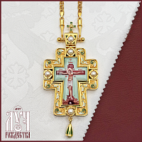 2.10.0426лпэ-2/1лп Крест наперсный в позолоте с эмалью
