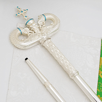 2.7.2833л-4 Жезл латунный с голубыми камнями в серебрении