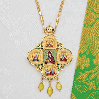 2.7.2190лнпэ-2/64лп Панагия латунная с натуральными камнями и эмалью в позолоте