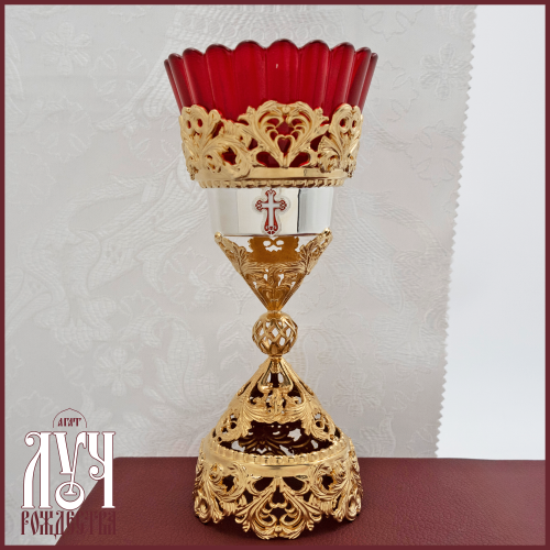 2.7.0353лф Лампада латунная в позолоте и серебрении