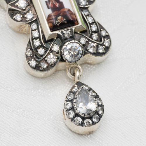 2.10.0487лр-2/1л Крест наперсный латунный с белыми камнями в серебрении фото 4 2.10.0487лр-2/1л Крест наперсный латунный с белыми камнями в серебрении фото 4