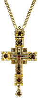 2.10.0148лп-2/1лп Крест латунный в позолоте с принтом и со вставками с цепью 2.7.0201лп