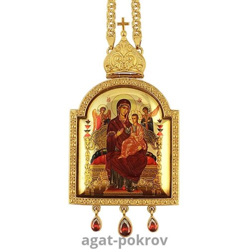 2.7.1804лп-21/1лп Панагия латунная с позолотой и цепью