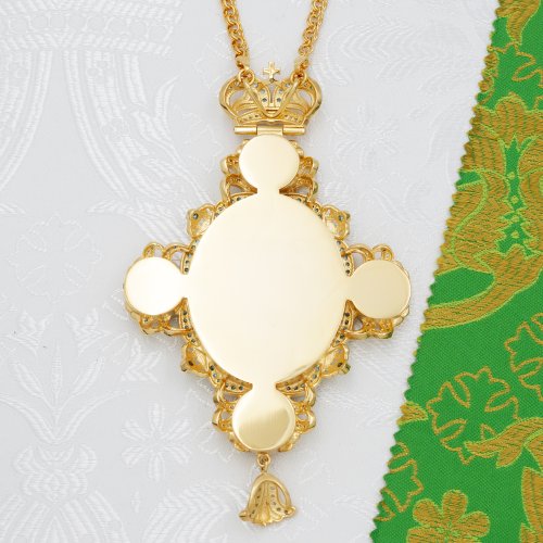 2.7.2005лп-2/1лп Панагия латунная с голубыми камнями в позолоте с цепью фото 9 2.7.2005лп-2/1лп Панагия латунная с голубыми камнями в позолоте с цепью фото 9