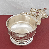 2.7.0728л Корец латунный с красными камнями в серебрении