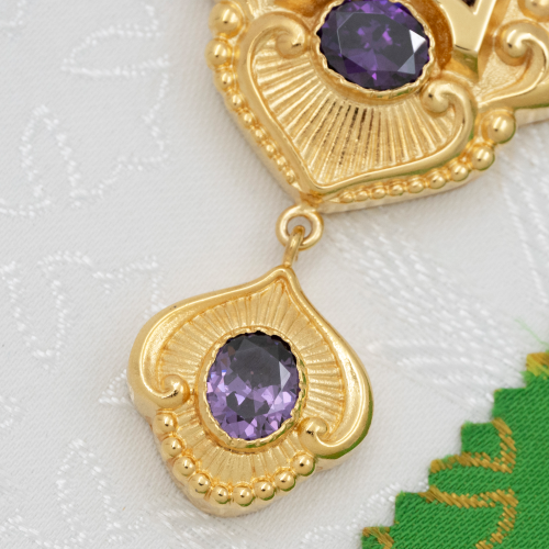 2.10.0535лп-2/113лп Крест латунный с фиолетовыми камнями в позолоте фото 4 2.10.0535лп-2/113лп Крест латунный с фиолетовыми камнями в позолоте фото 4