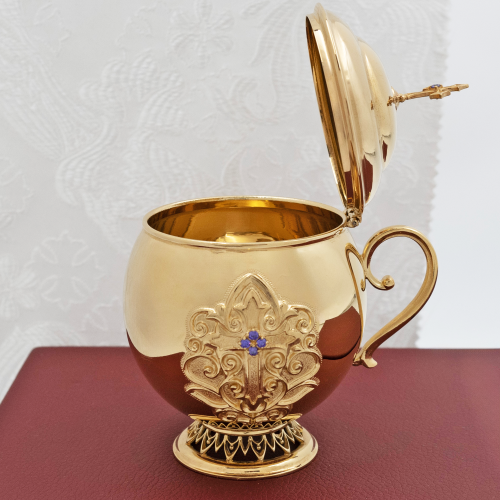 2.7.0684лп Ладанница латунная в позолоте с фиолетовыми камнями фото 6 2.7.0684лп Ладанница латунная в позолоте с фиолетовыми камнями фото 6