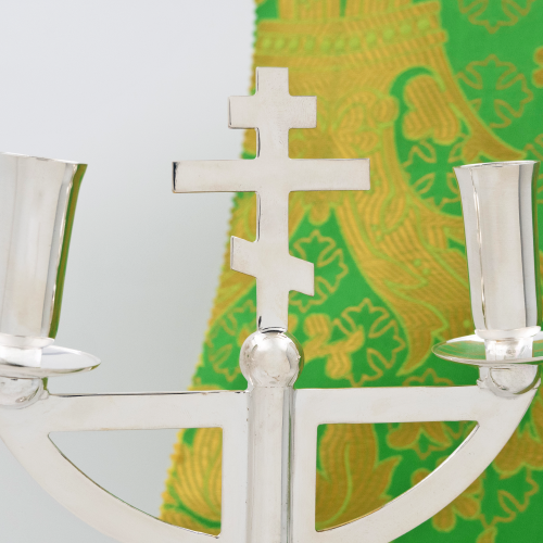 2.7.2074л-К Трикирий дикирий латунный в серебрении фото 15