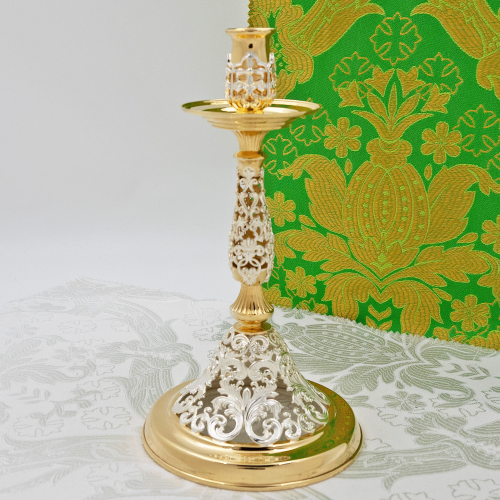 2.7.1602лф Подсвечник латунный с фрагментарной позолотой