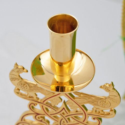 2.7.2871лп-К-М Набор напрестольный - лампада и подсвечники с эмалью в позолоте фото 7