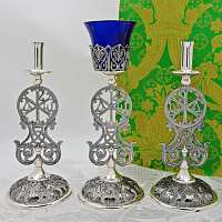 2.7.2645лр-К Набор напрестольный - лампада и подсвечники с патинированием в серебрении