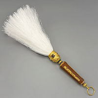 2.7.1592лпр-31 Кропило Архиерейское латунное в позолоте с деревянной ручкой