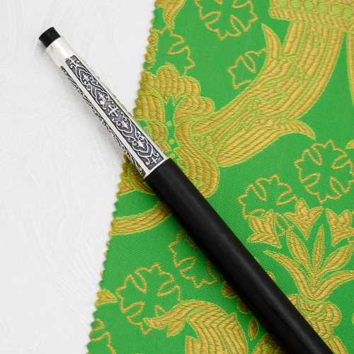 2.7.1559лр Посох латунный с фиолетовыми камнями в серебрении фото 3 2.7.1559лр Посох латунный с фиолетовыми камнями в серебрении фото 3