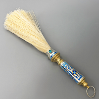 2.7.0130лф Кропило Архиерейское с голубыми камнями и эмалью в серебрении и фрагментарной позолоте