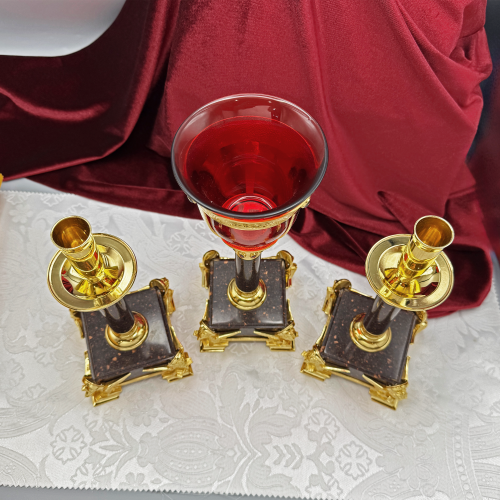 2.7.2664лпч-К Набор напрестольный - лампада и подсвечники в позолоте с акриловыми ножками фото 3