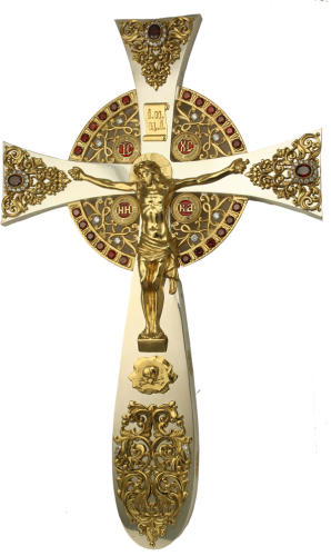 2.7.0835лф Крест напрестольный латунный с фрагментальной позолотой