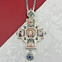 2.10.0411лр-2/1лр Крест наперсный латунный с фиолетовыми камнями в серебрении