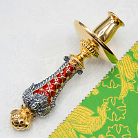 2.7.2684лпрэ Подсвечник ручной латунный с эмалью в позолоте