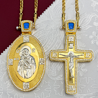 2.7.2521лнп/64лп-К Комплект архиерейский наперсный в позолоте с голубым кварцем