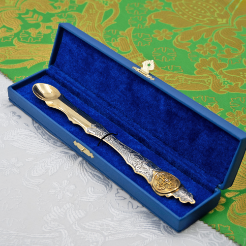 2.7.1434лпр Лжица латунная с патинированием в позолоте фото 6