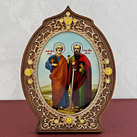2.78.0927л Икона настольная в серебре - Святые Апостолы Петр и Павел