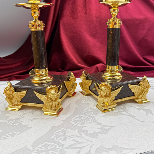 2.7.2664лпч-К Набор напрестольный - лампада и подсвечники в позолоте с акриловыми ножками фото 6