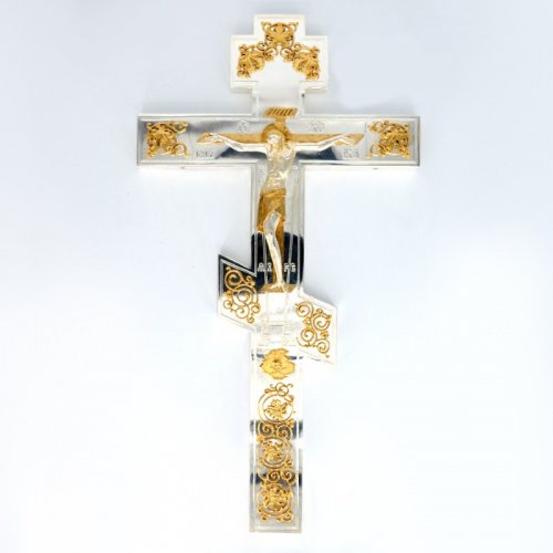 2.7.0045лф Крест Напрестольный латунный с фрагментальной позолотой