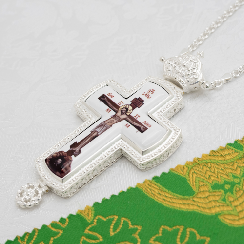 2.10.0692л-2/1л Крест наперсный в серебрении фото 7