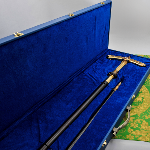 М2.7.2398лнпчэ Жезл латунный в позолоте с натуральными камнями фото 2