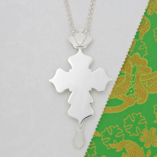 2.10.0163л-2/1л Крест наперсный латунный с белыми камнями в серебрении фото 3