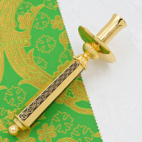 2.7.2958лпр Подсвечник ручной латунный с патинированием в позолоте