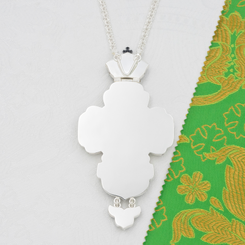 2.10.0329лр-2/1л Крест наперсный латунный с белыми камнями в серебрении фото 3 2.10.0329лр-2/1л Крест наперсный латунный с белыми камнями в серебрении фото 3