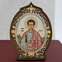 2.78.0910л Икона настольная - Святой Апостол Филипп из дерева и ювелирного сплава в серебрении