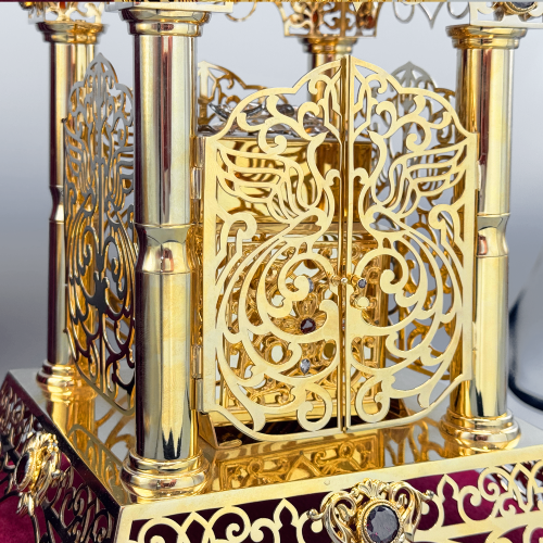 2.7.1515лп-К фото 9 2.7.1515лп-К Дарохранительница латунная с красными камнями в позолоте купить фото 9