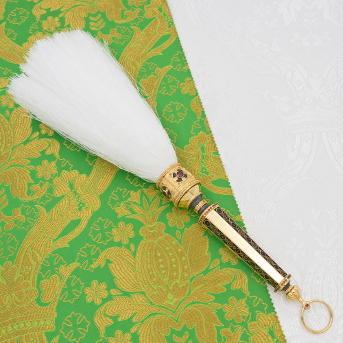 2.7.2945лпр-31 Кропило Архиерейское латунное с красными камнями и патинированием в позолоте 2.7.2945лпр-31 Кропило Архиерейское латунное с красными камнями и патинированием в позолоте