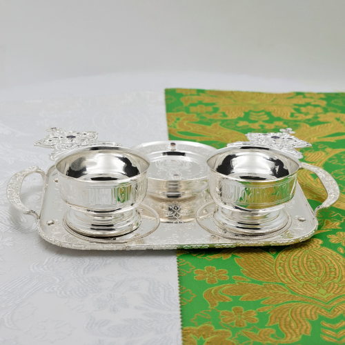 2.7.0848л-К/728л Набор для архиерейской запивки латунный с фиолетовыми камнями в серебрении фото 2 2.7.0848л-К/728л Набор для архиерейской запивки латунный с фиолетовыми камнями в серебрении фото 2