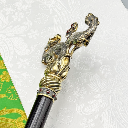 2.7.1699лпр Жезл латунный с красными камнями в позолоте фото 6