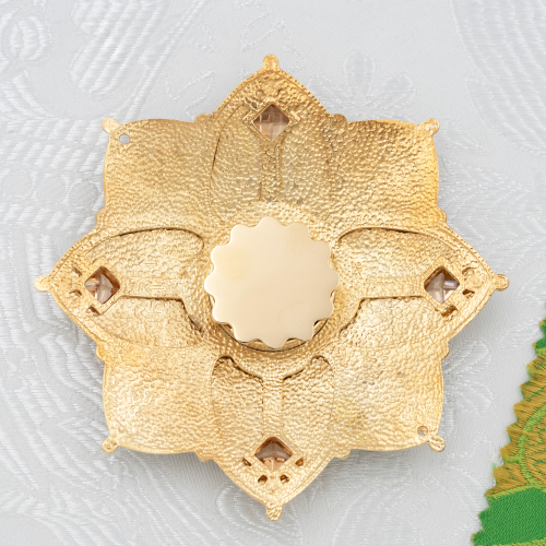 2.7.0631лф-М Мощевик латунный с вставками в позолоте и фрагментарным серебрением фото 4 2.7.0631лф-М Мощевик латунный с вставками в позолоте и фрагментарным серебрением фото 4