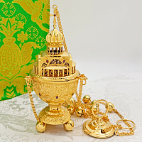 2.7.1168лп Кадило латунное с красными камнями в позолоте