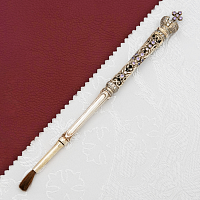 2.7.0622л Стрючица латунная с фиолетовыми камнями и доп.кисточкой в серебрении