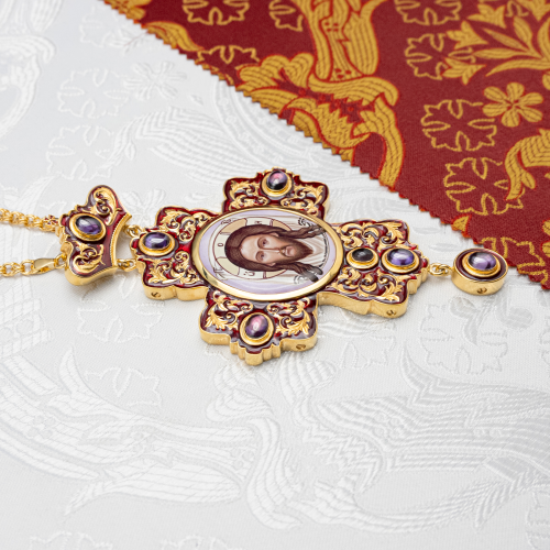 2.7.2745лп-2/1лп-К-М Архиерейский комплект наперсный латунный с фиолетовыми камнями в позолоте фото 4 2.7.2745лп-2/1лп-К-М Архиерейский комплект наперсный латунный с фиолетовыми камнями в позолоте фото 4