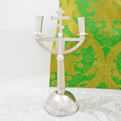 2.7.2074л-К Трикирий дикирий латунный в серебрении фото 7